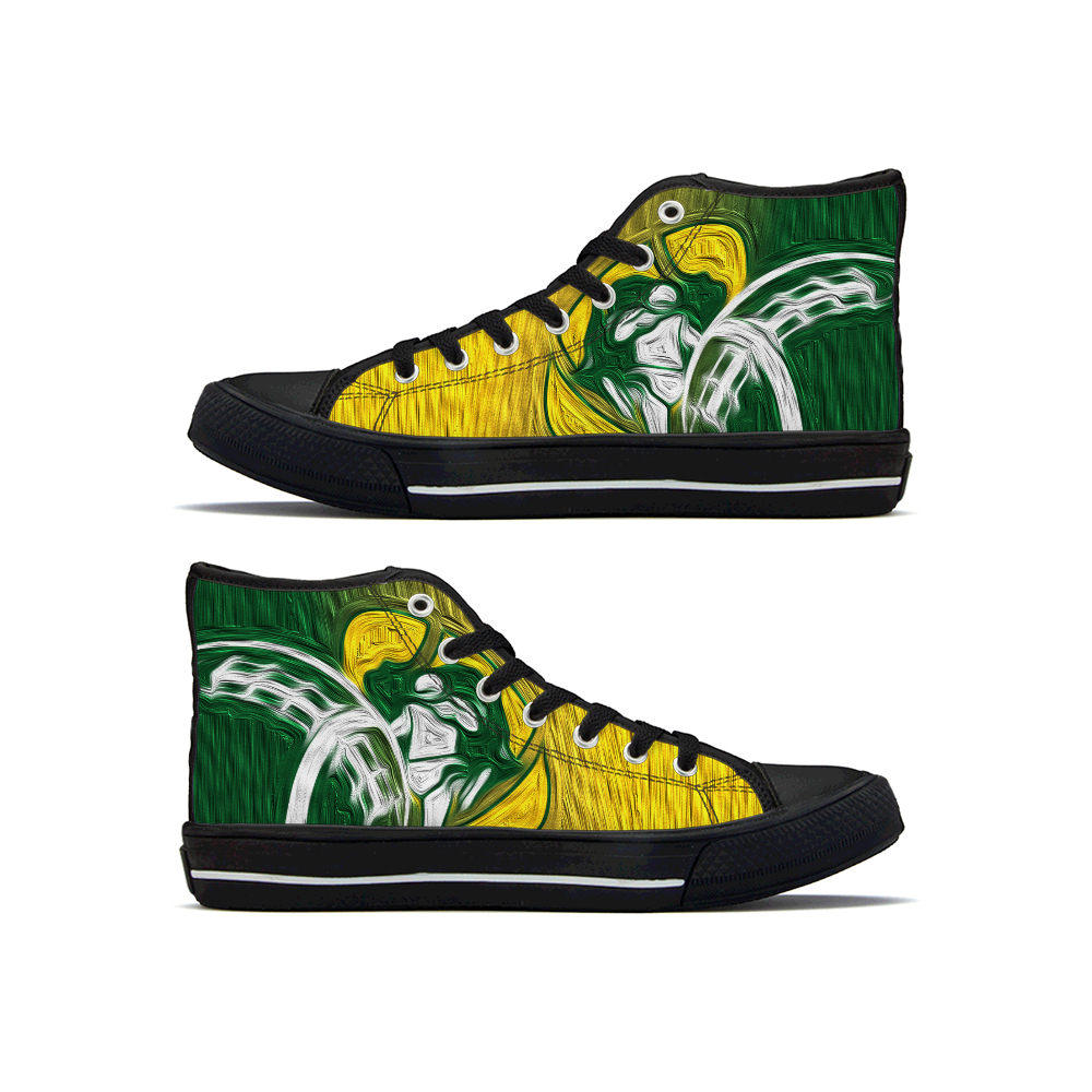 Women's Green Bay Packers High Top Canvas Sneakers 001